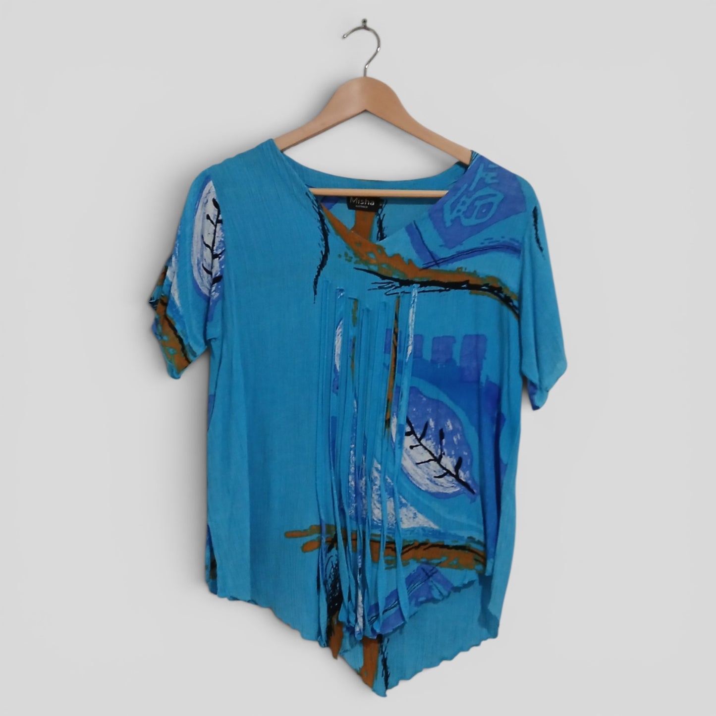 (XS) Misha | Blue Patterned Blouse