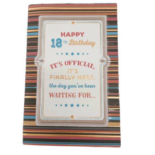 Birthday Card |  18th/18th Striped/Edit Panel Deisgn