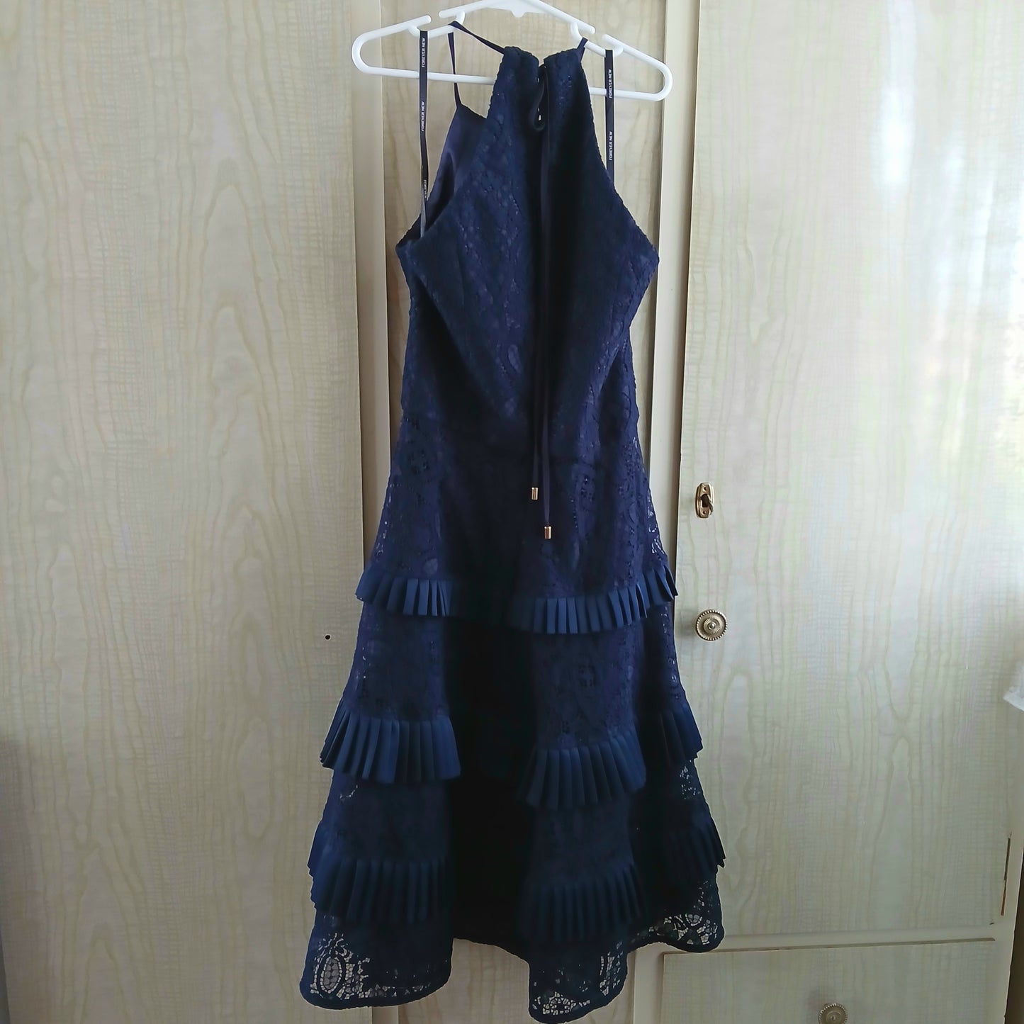 (6) Forever New Navy Lace Ruffle Dress