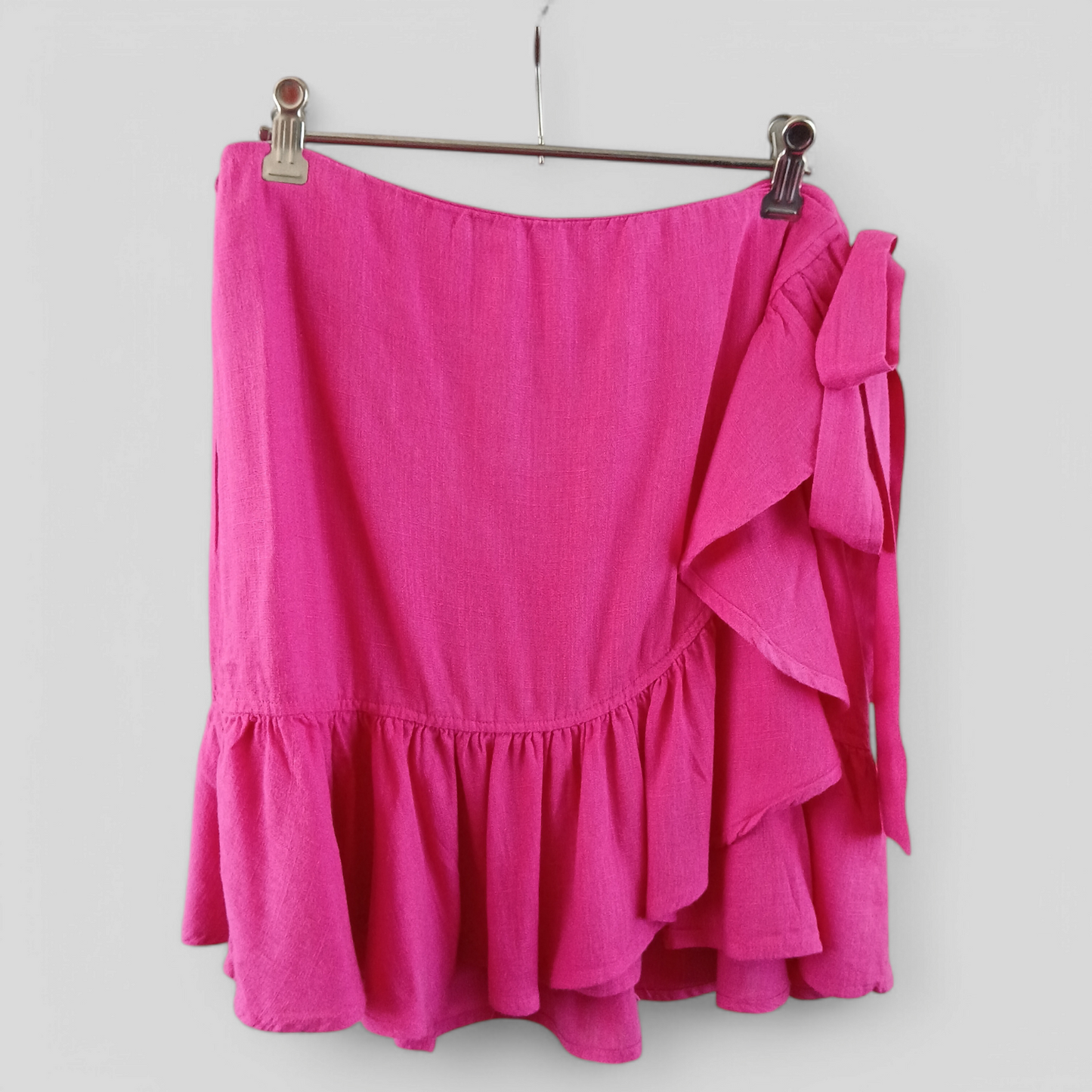 (12) Sunny Girl | Pink Linen/Rayon Blend Wrap Skirt