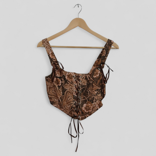 (S) Howdy Hetty | Lace-Up Corset Crop | BNWT