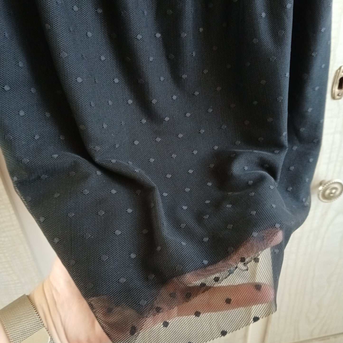 (XXS) black lace blouse