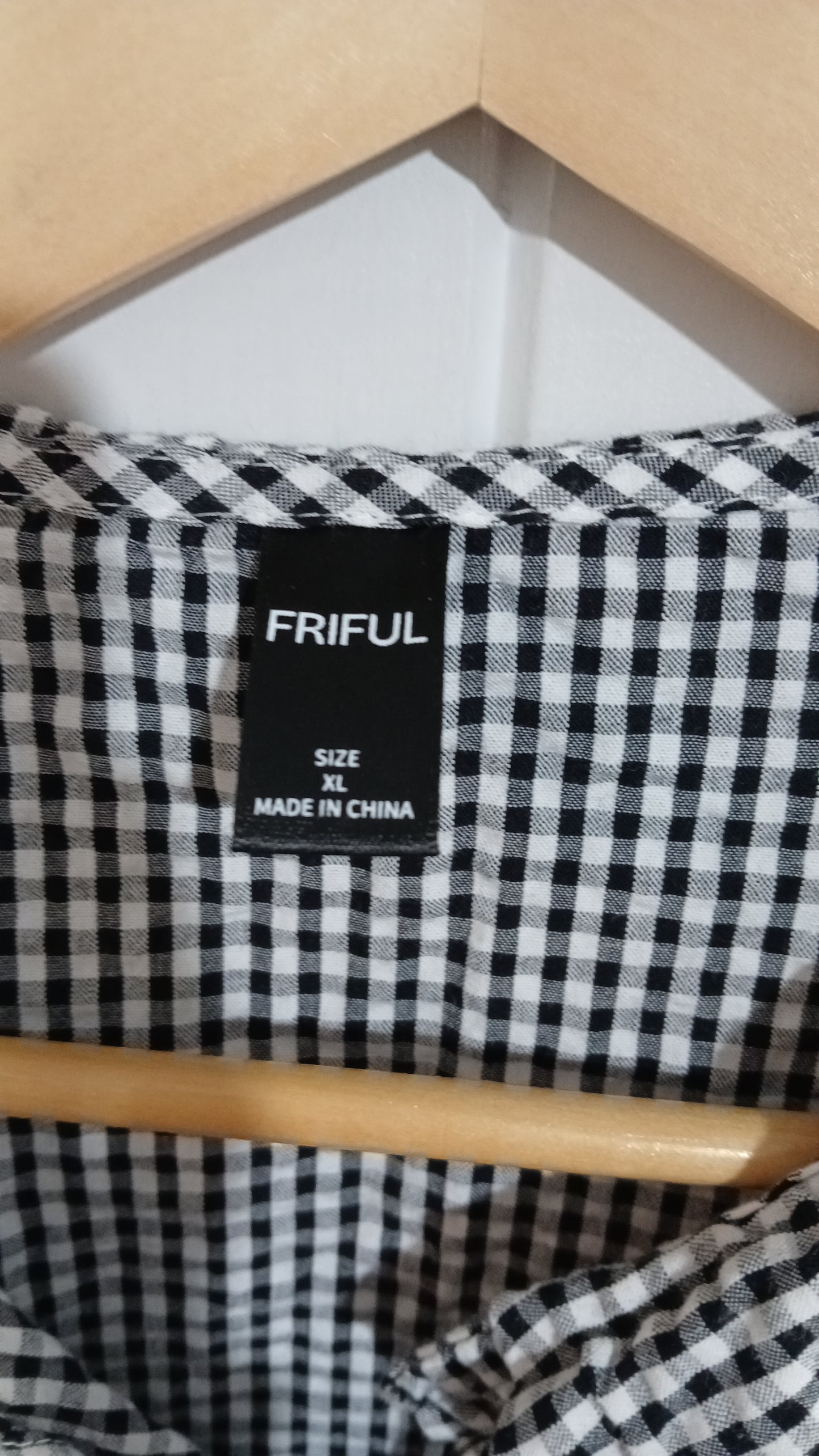 (XL) Friful | Gingham Blouse