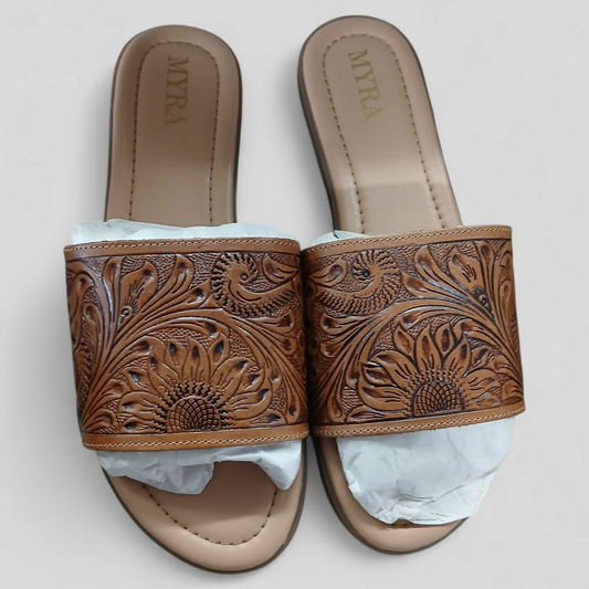 Myra | Coppu Western Hand-Tooled Sandals