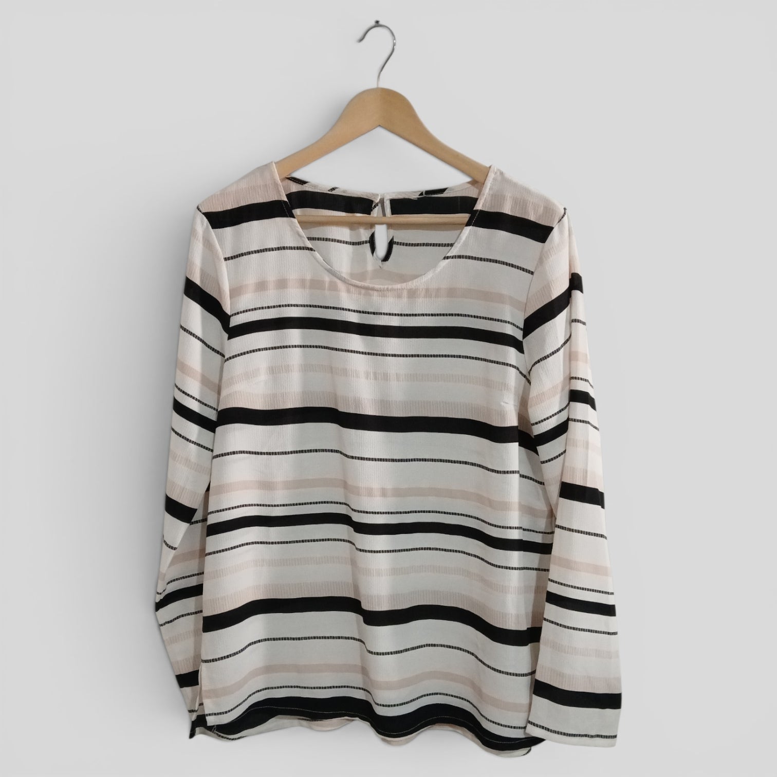 Image of (L) Striped LS Blouse
