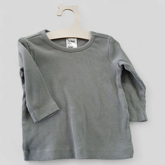 (000) Anko | Grey Ribbed LS Shirt