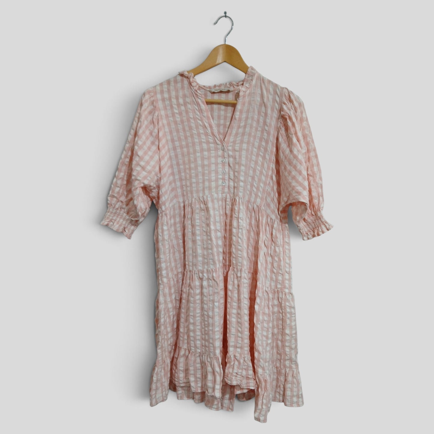 (8) Joop & Gypsy | Pink Gingham Sleeved Dress