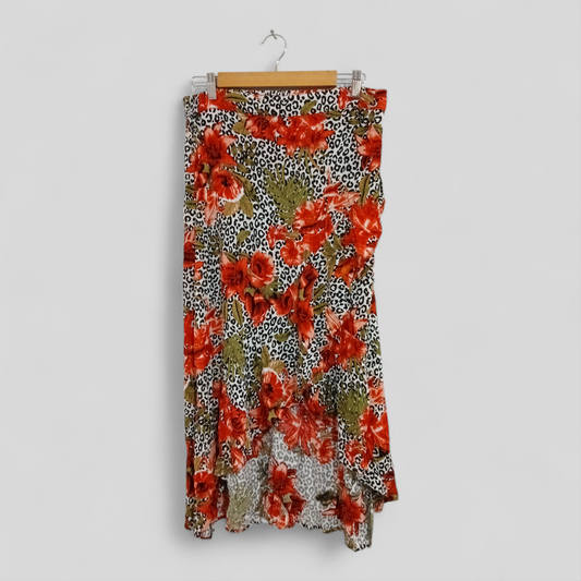 (10) Rockmans | Animal Print/Flower Skirt