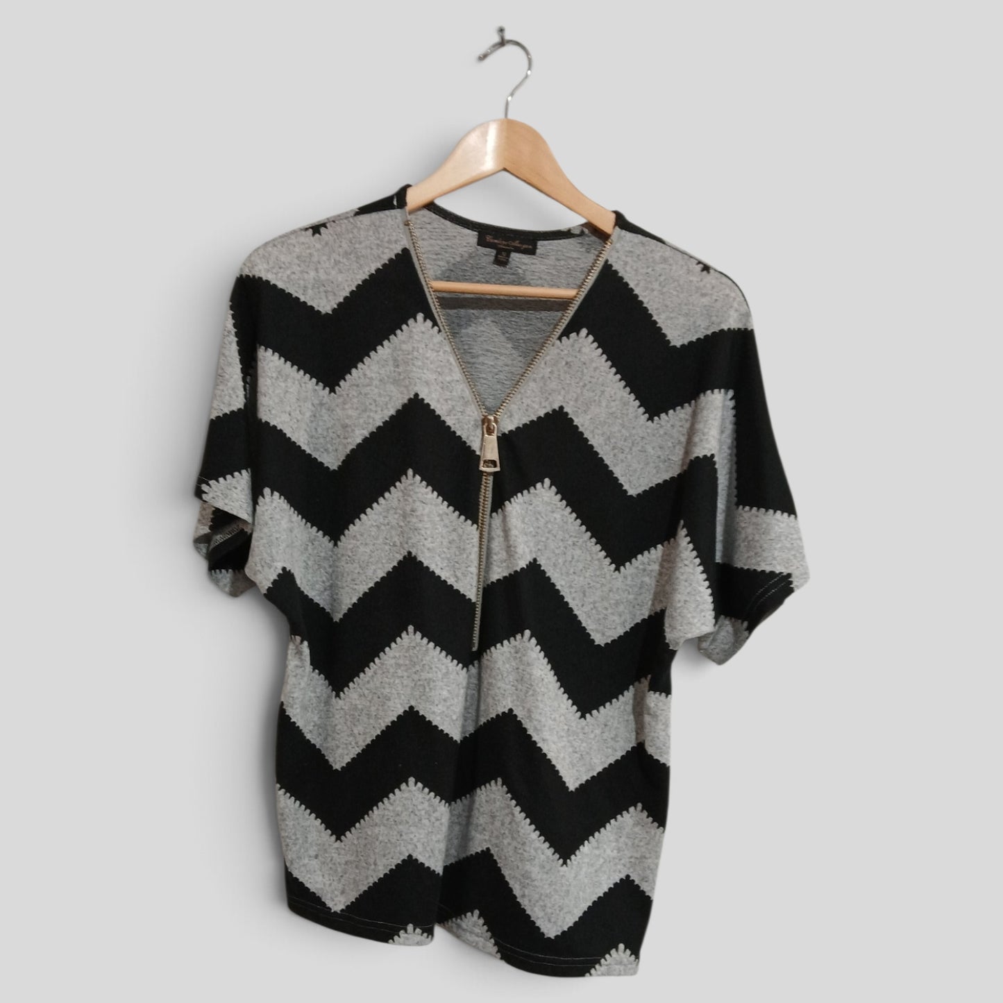 (12) Caroline Morgan | Grey Black Blouse