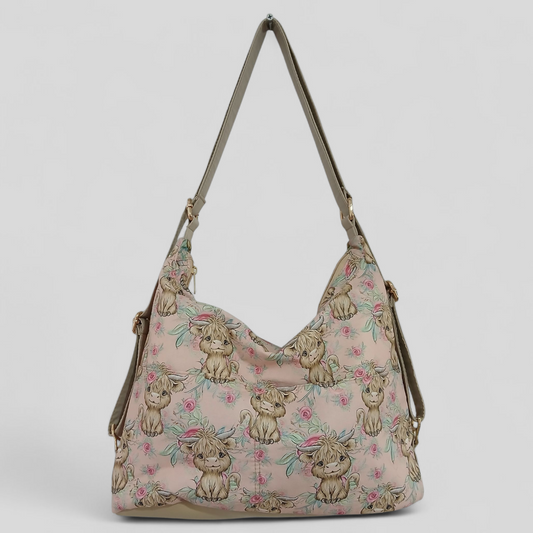 Highland Cow Pink | Convertable Bag | Tracy's Bag Creations
