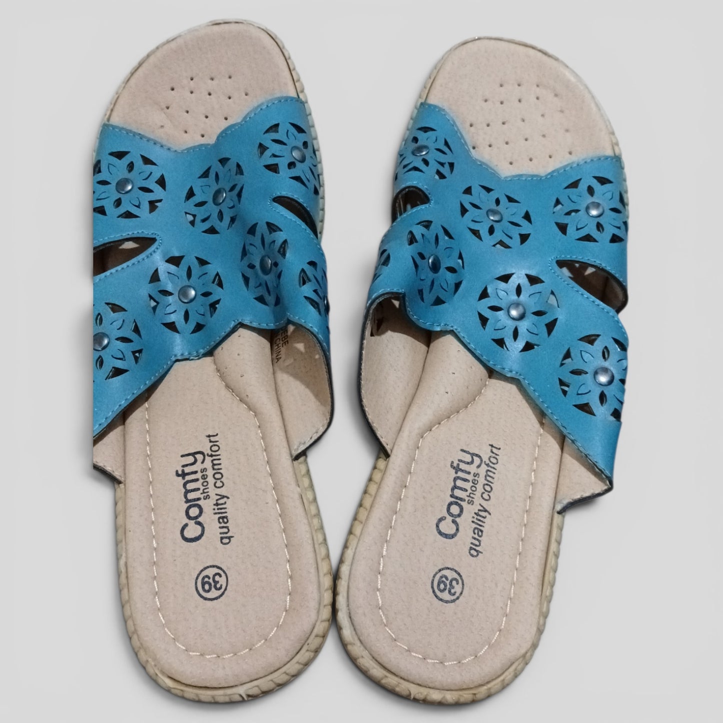 (39) Comfy Shoes | Blue Slides