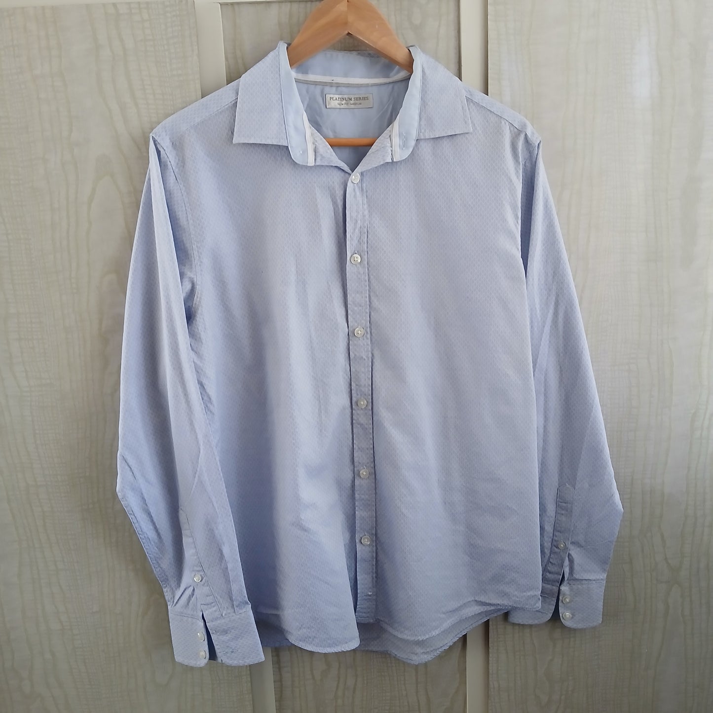 (Medium) Platinum Series Slim Fit Blue L/S Dress Shirt