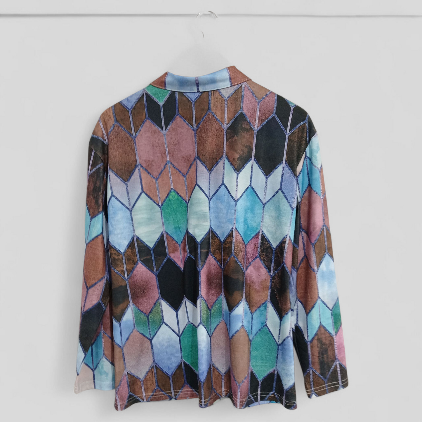 (L) L/S Patterned Blouse