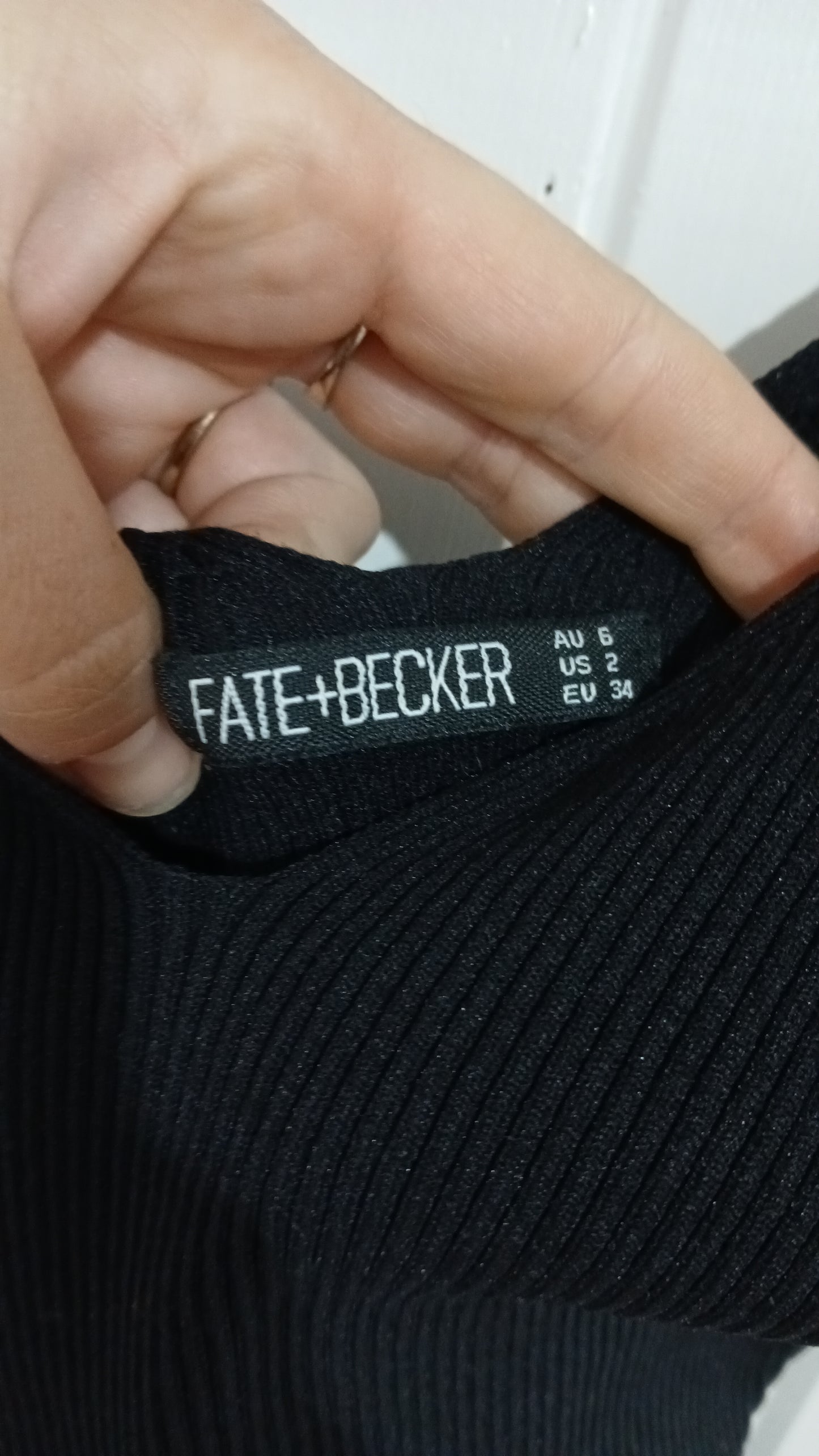 (6) Fate + Becker | Black Ribbed Blouse