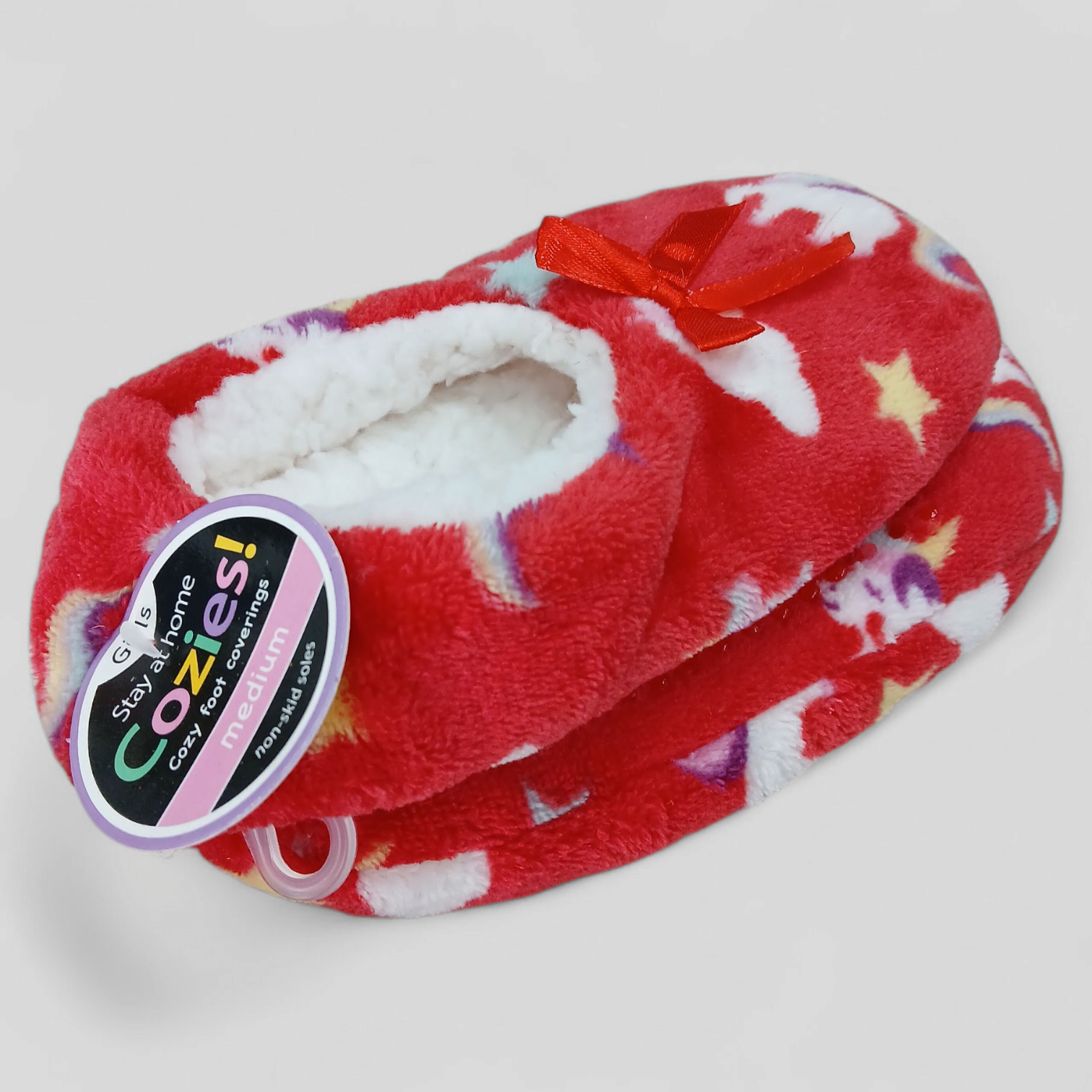 Image of SLIPPERS GIRLS COZIES MEDIUM & LARGE UNICORN PINK & GREY