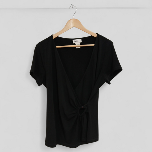 (XL) Katies | Black V Neck Blouse