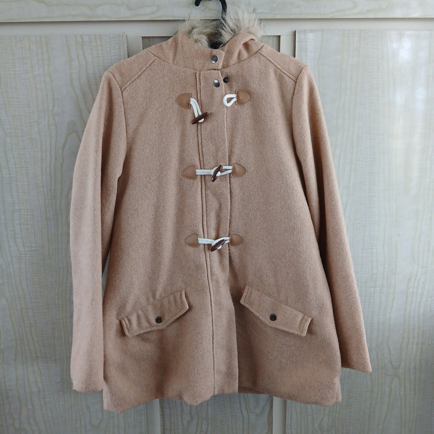 (14) Cream Linen Look hooded jacket