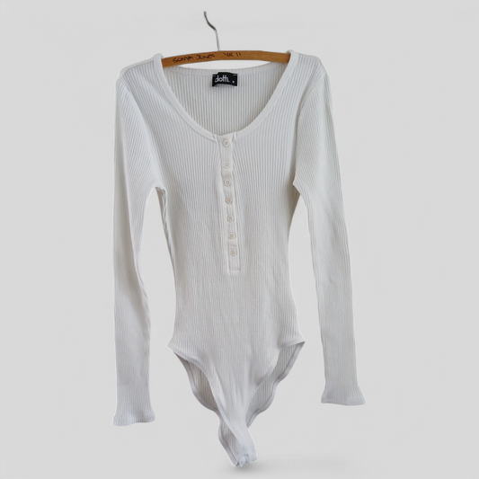 (M) Dotti | White L/S Ribbed Bodysuit