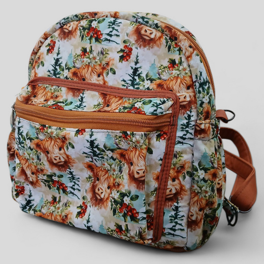 Highland Cow Snow | Mini Backpack | Tracy's Bag Creations