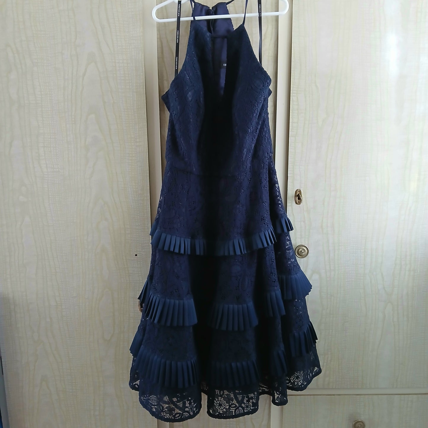 (6) Forever New Navy Lace Ruffle Dress