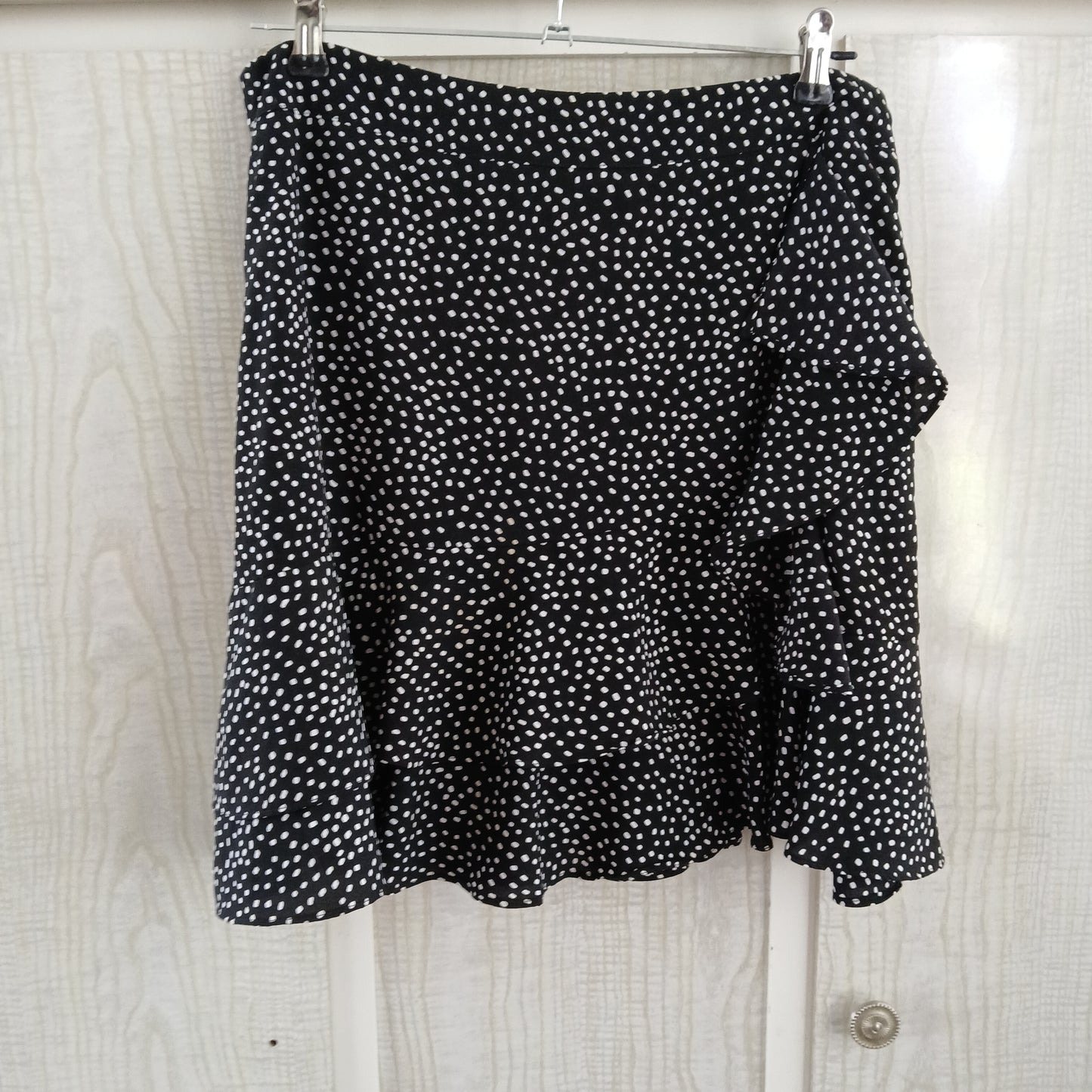 (14) Sunny Girl Black Dotted Wrap Skirt