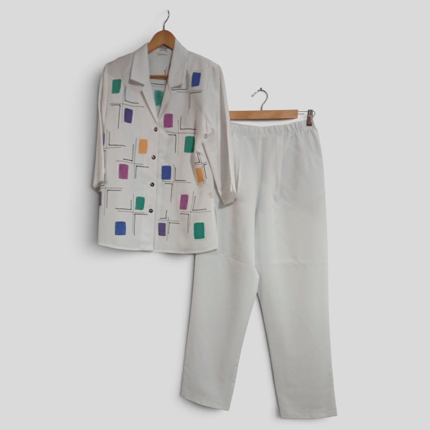 (S) Renzi Vorsa | White Colour Block 2 peice set