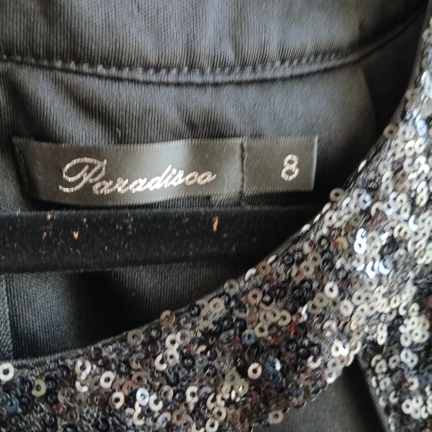 (8) Paradisco Black Sequin Dress