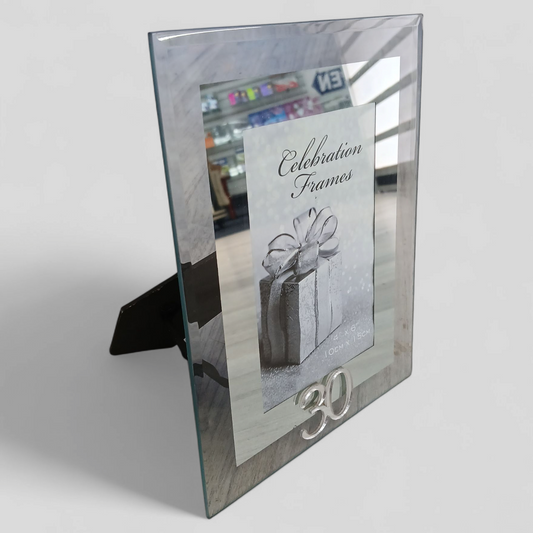 PHOTO FRAME 4X6 GLASS MIRROR - 30TH