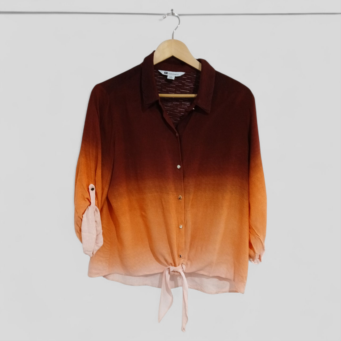 (14) Rockmans | Brown/Orange Tie Front Blouse