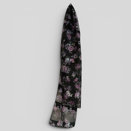 Skinny Neck Scarf | Pink/Purple Flowers