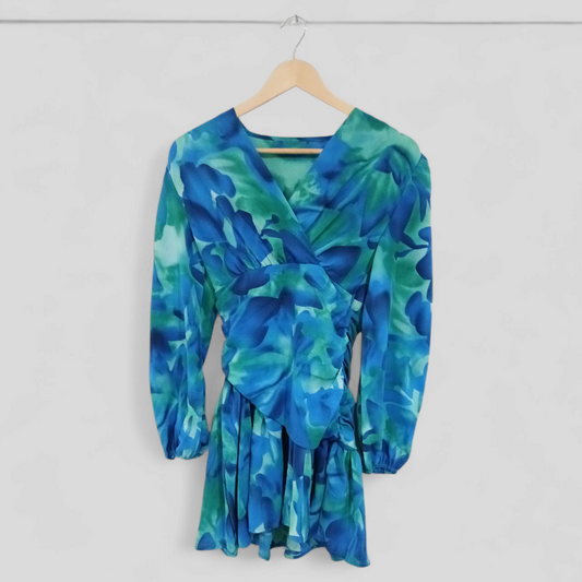 (XS) Shein | Blue/Green L/S Dress