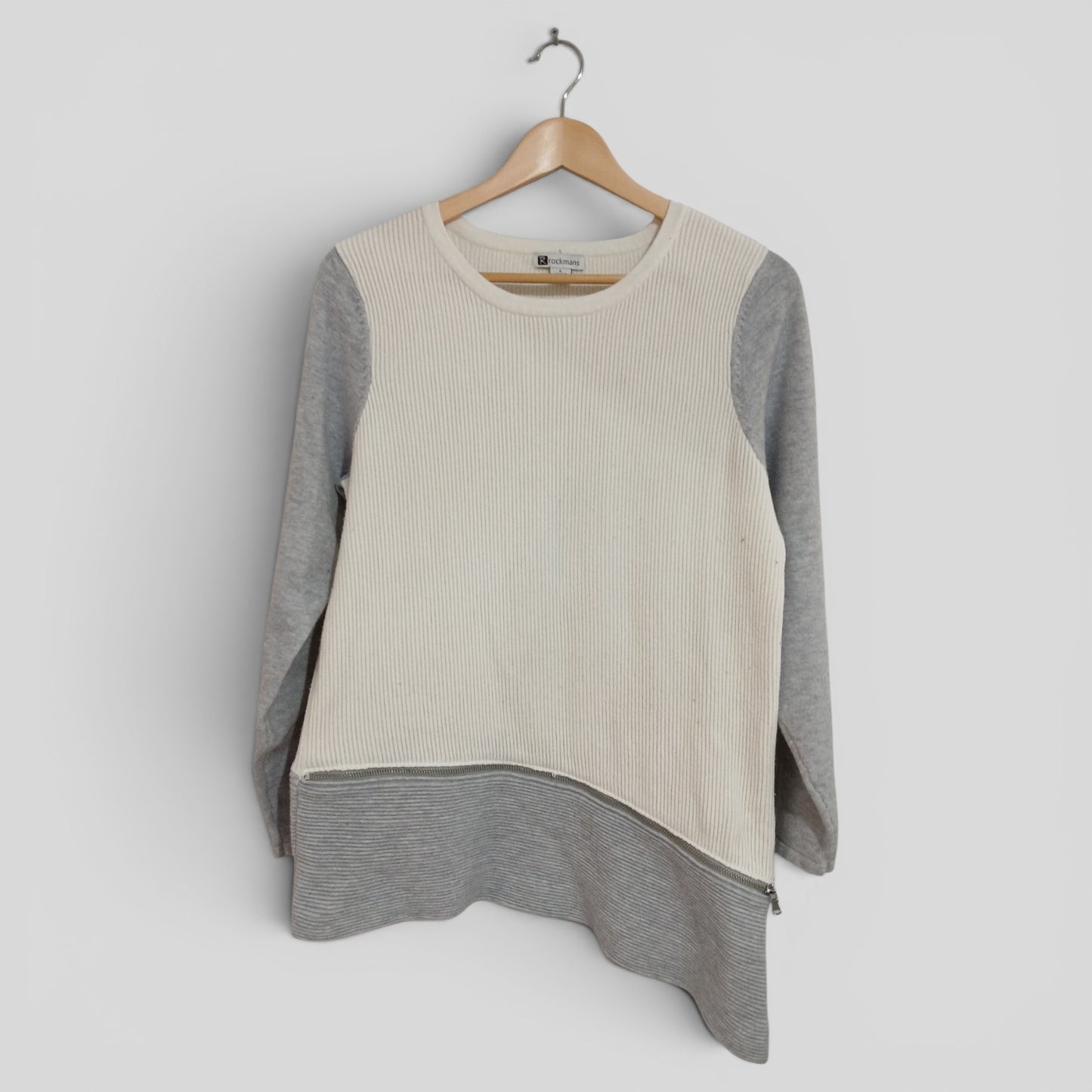 (L) Rockmans | Grey/White Sweater