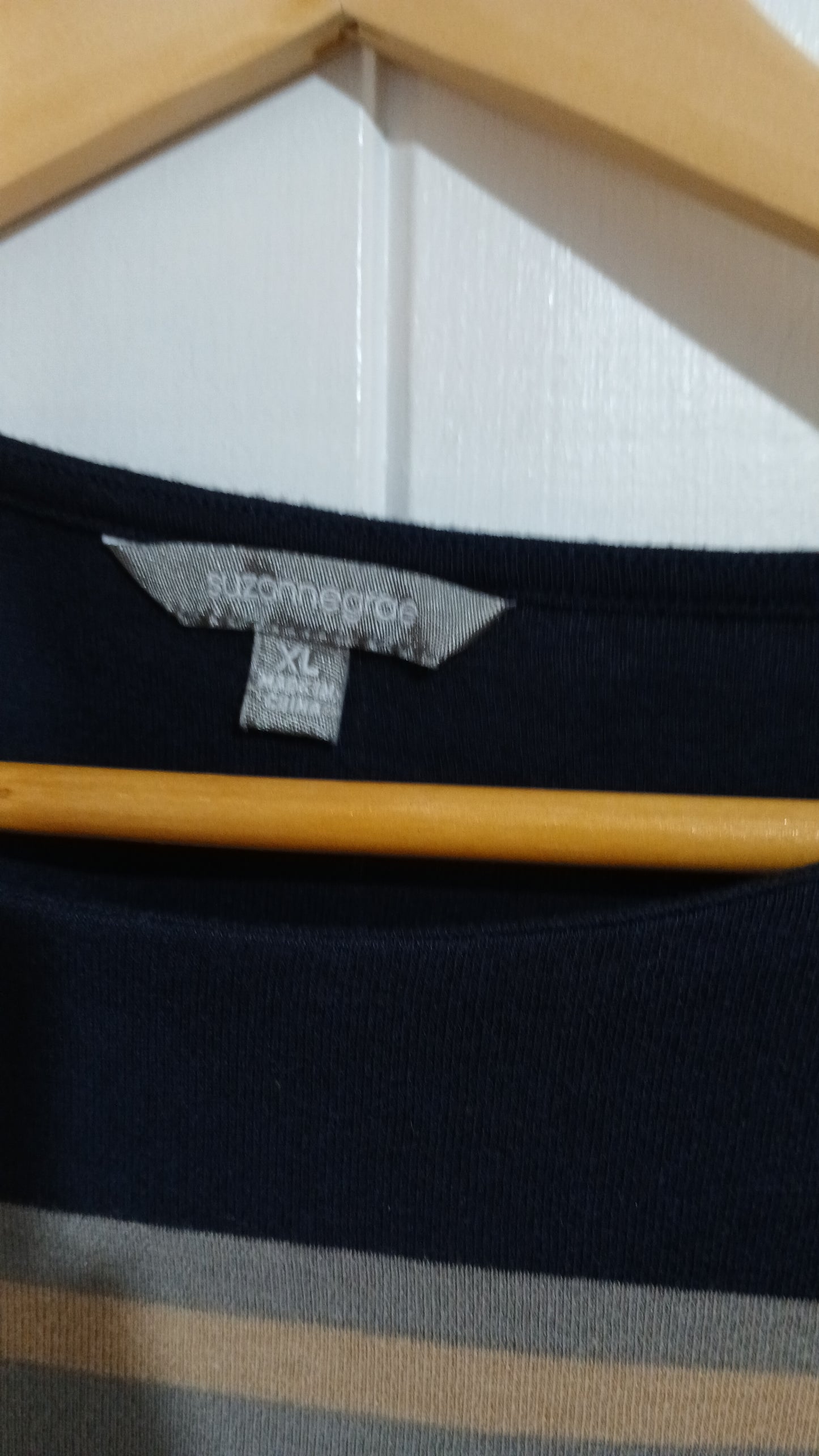 (XL) Suzannegrae | Grey Blue Striped Blouse