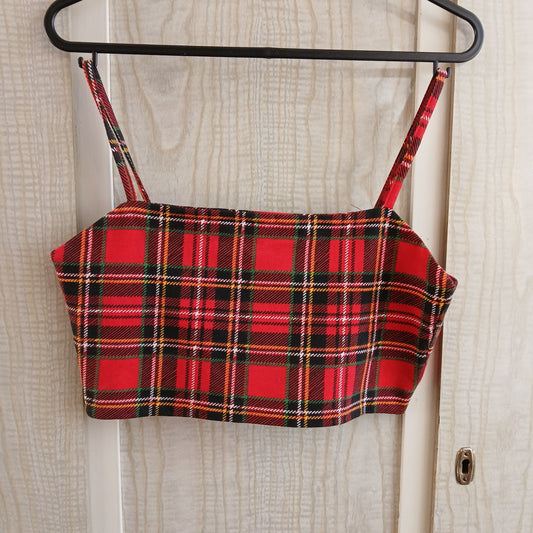 (S) Supre Red Plaid Mini Crop