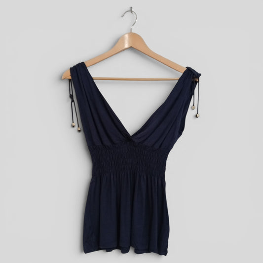 (12) Cheetah | Navy Blouse
