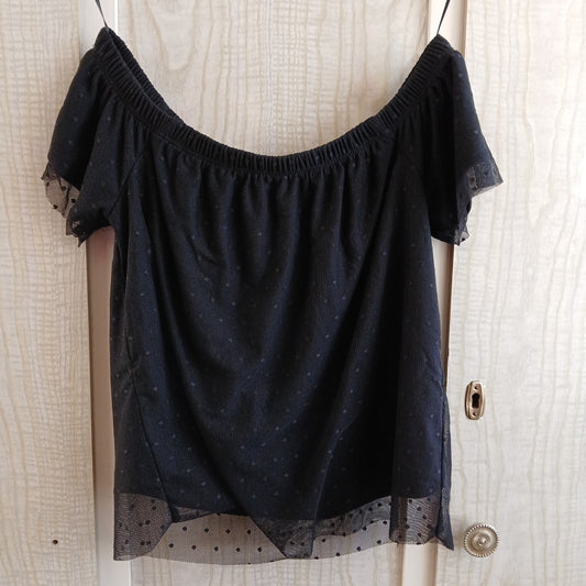 (XXS) black lace blouse