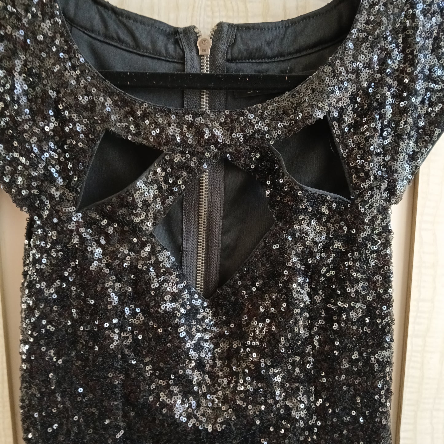 (8) Paradisco Black Sequin Dress