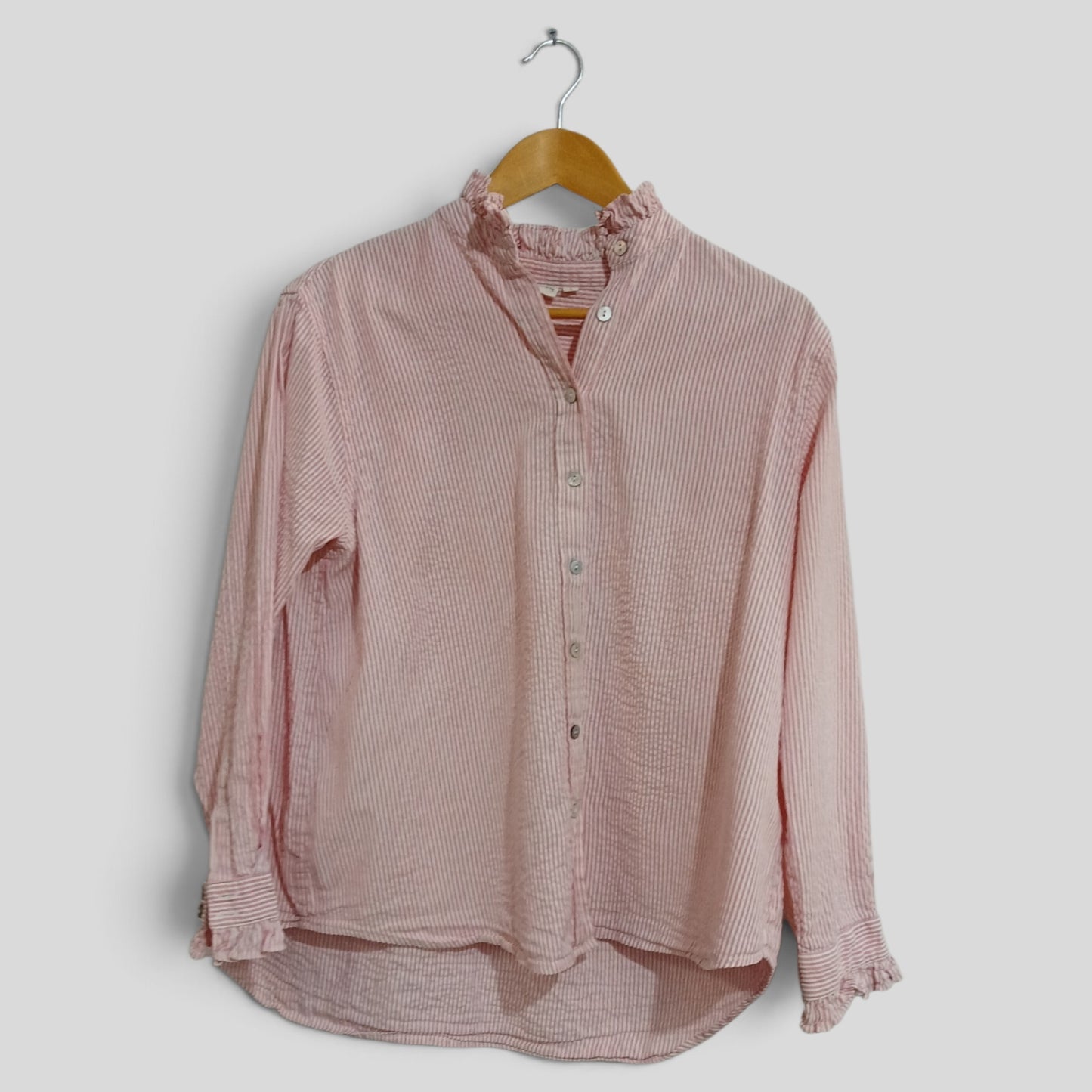 (L) Who's Charlie | Pink Striped LS Shirt