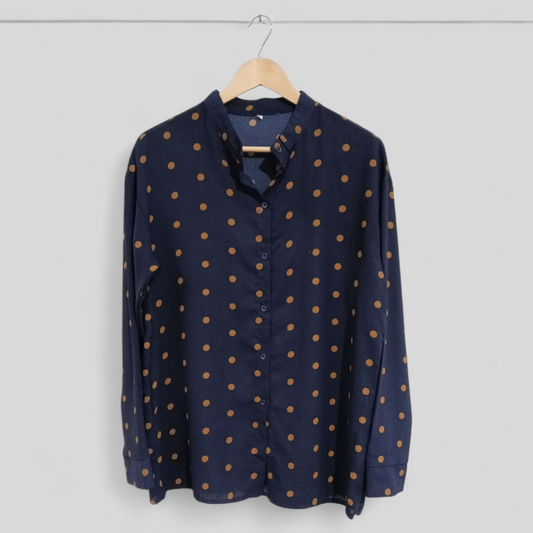 (XXL) Navy Spot Blouse