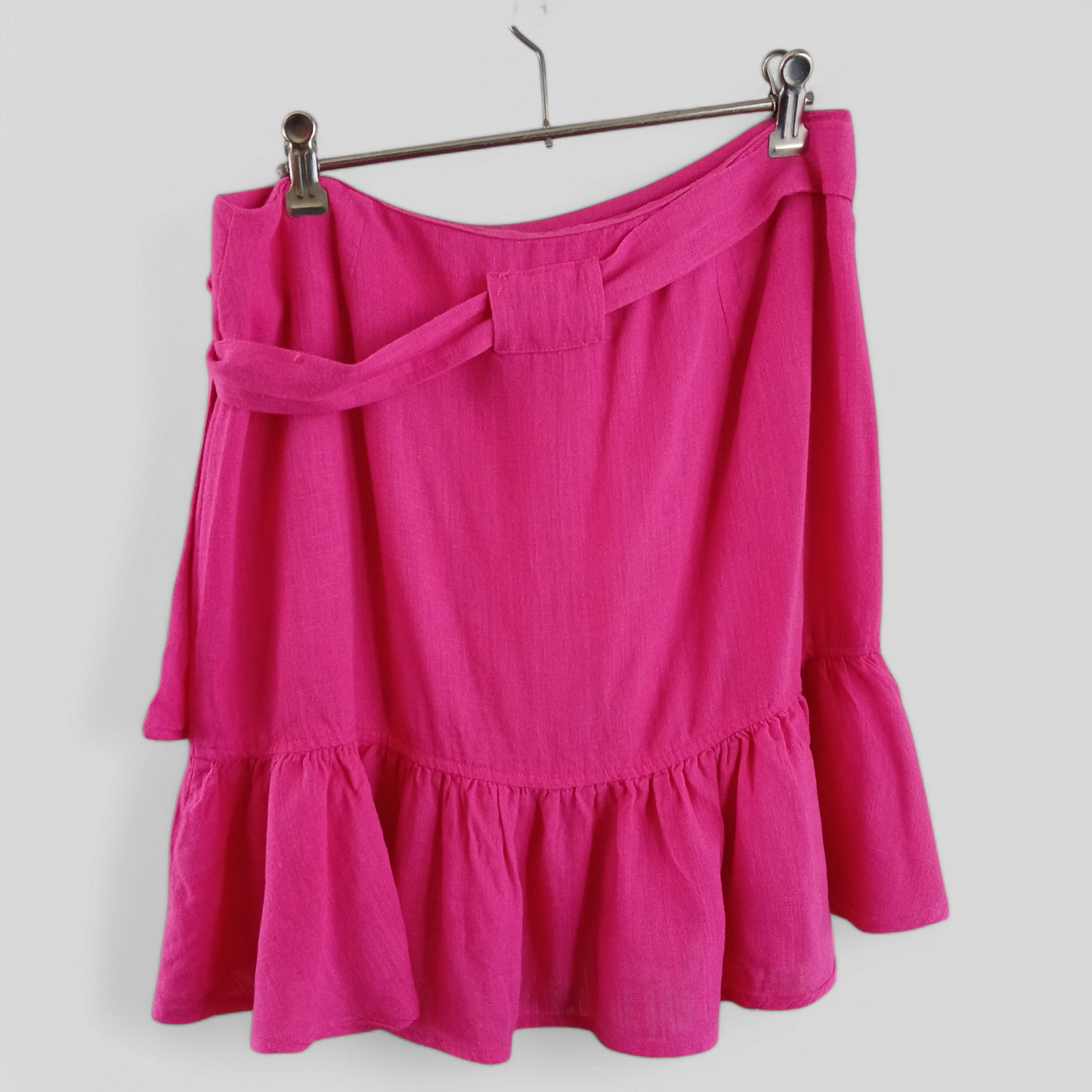 (12) Sunny Girl | Pink Linen/Rayon Blend Wrap Skirt