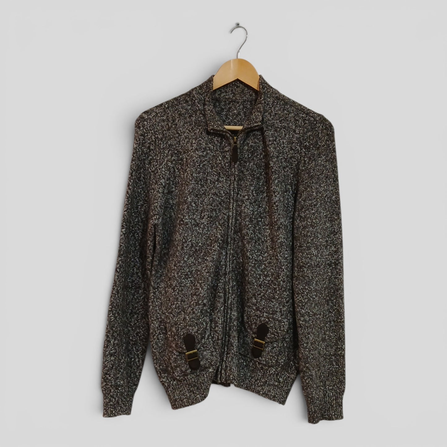 (M) Grey Brown Knit Jacket