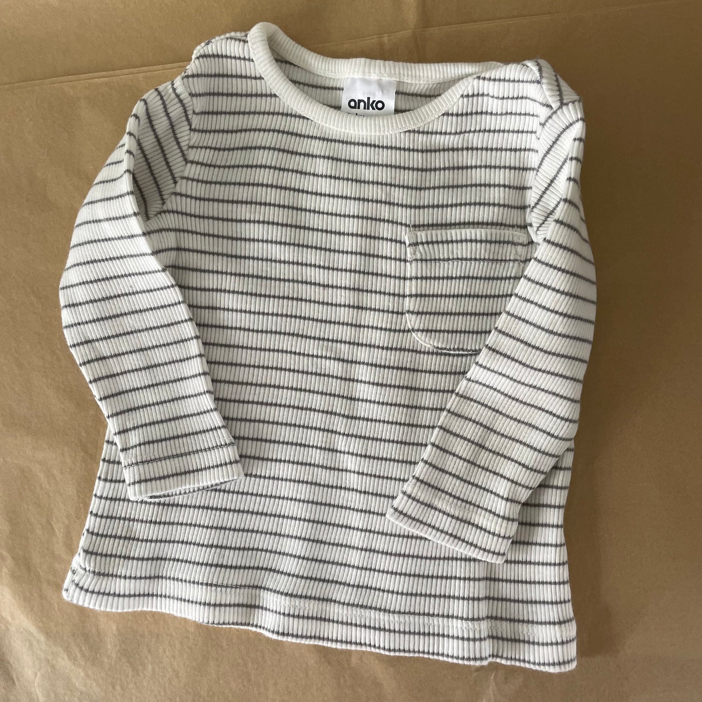 (000) Anko Ribbed Green Striped L/S Shirt