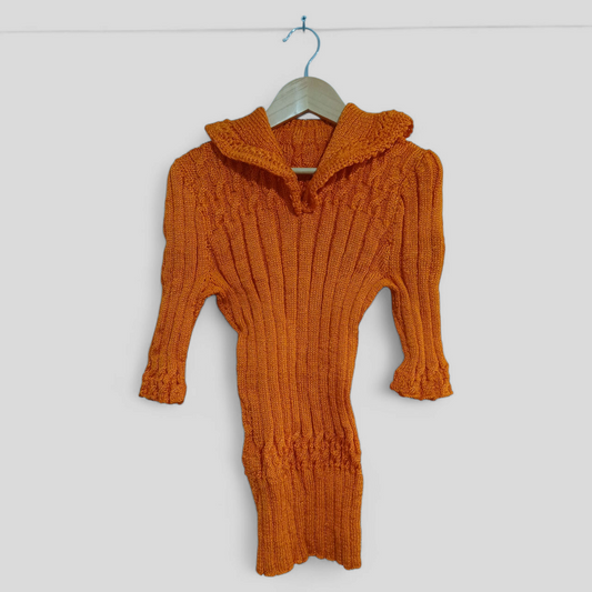 (S) Orange Knit Blouse