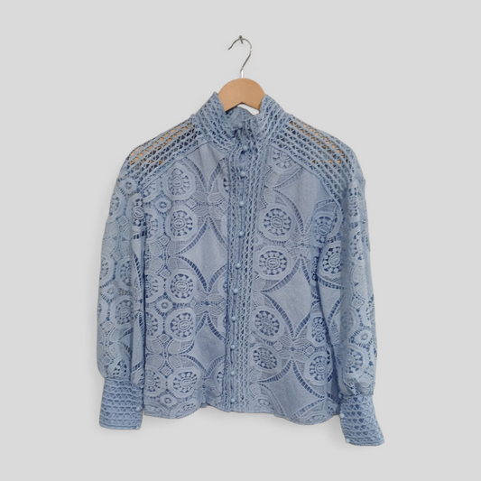 (S) Shein | Blue Lace Blouse