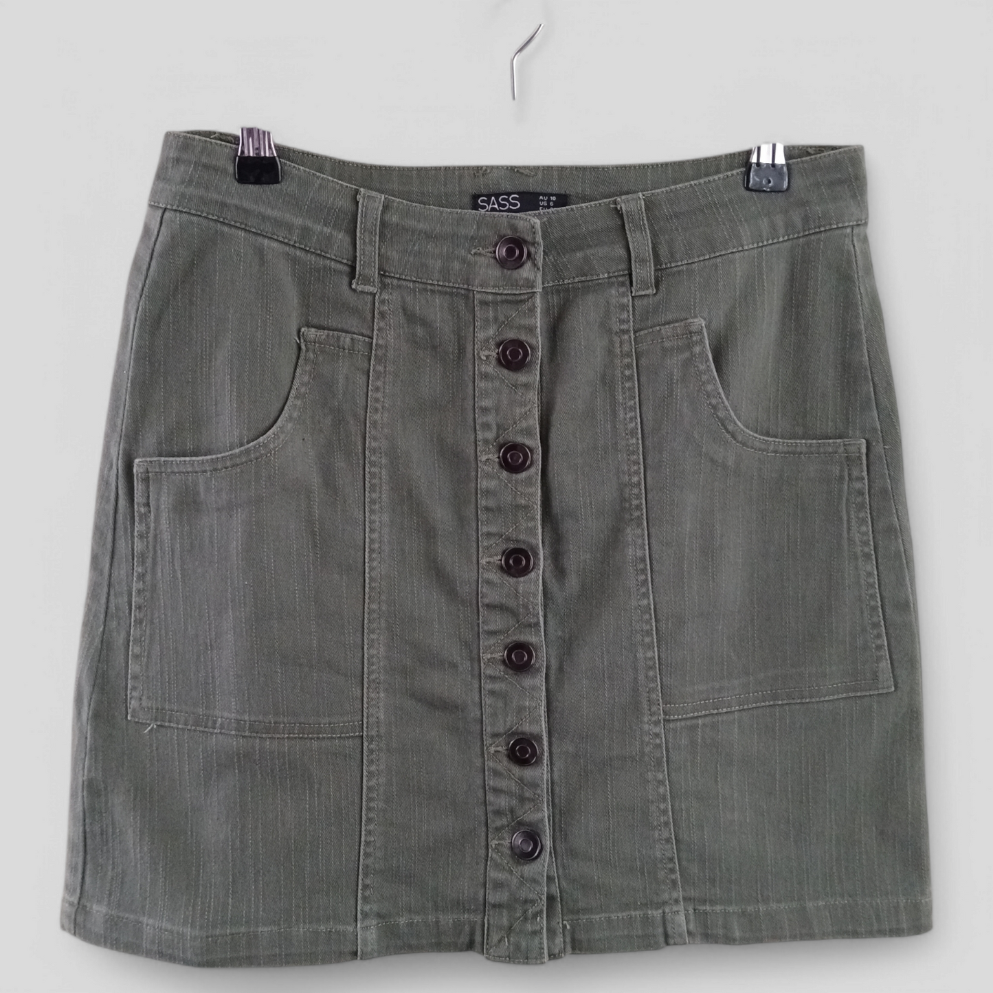 (10) Sass | Green Denim Skirt