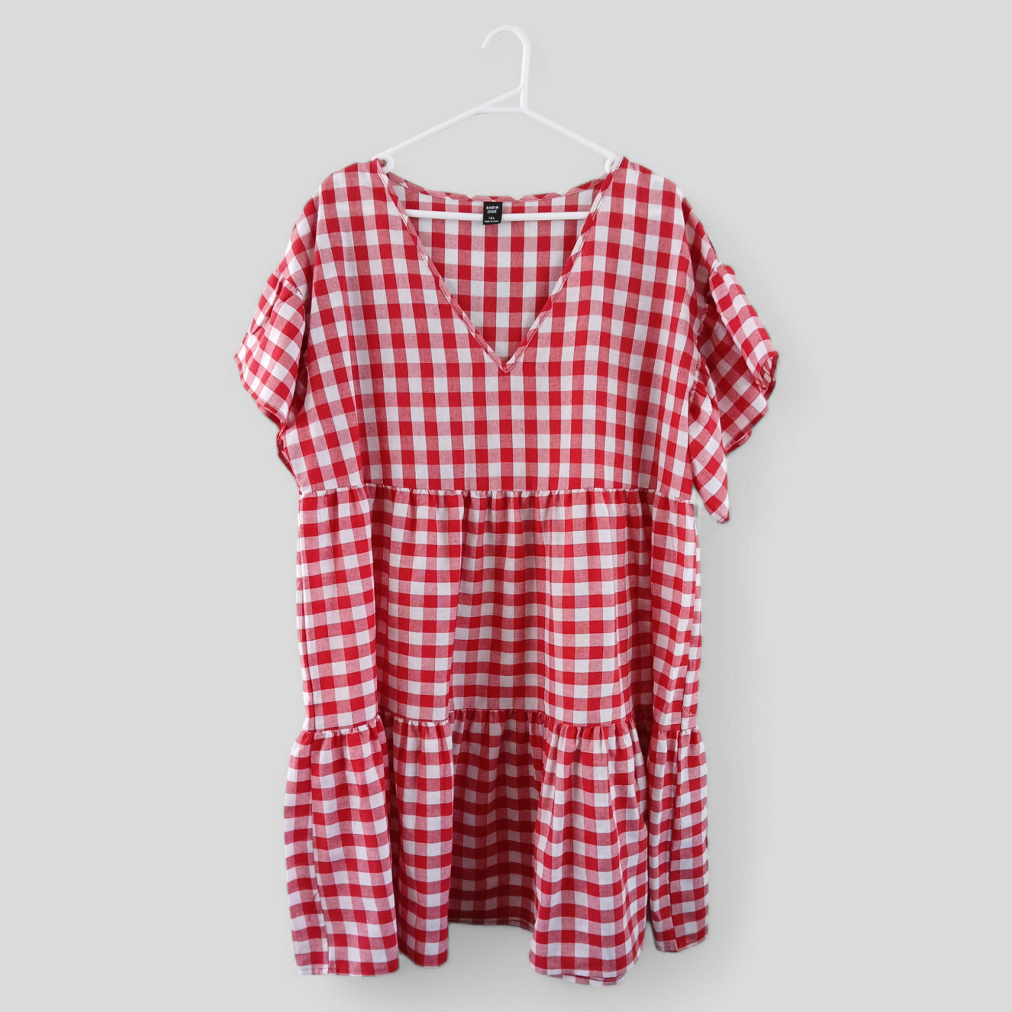 (1XL) Shein Curve | Red Gingham Dress