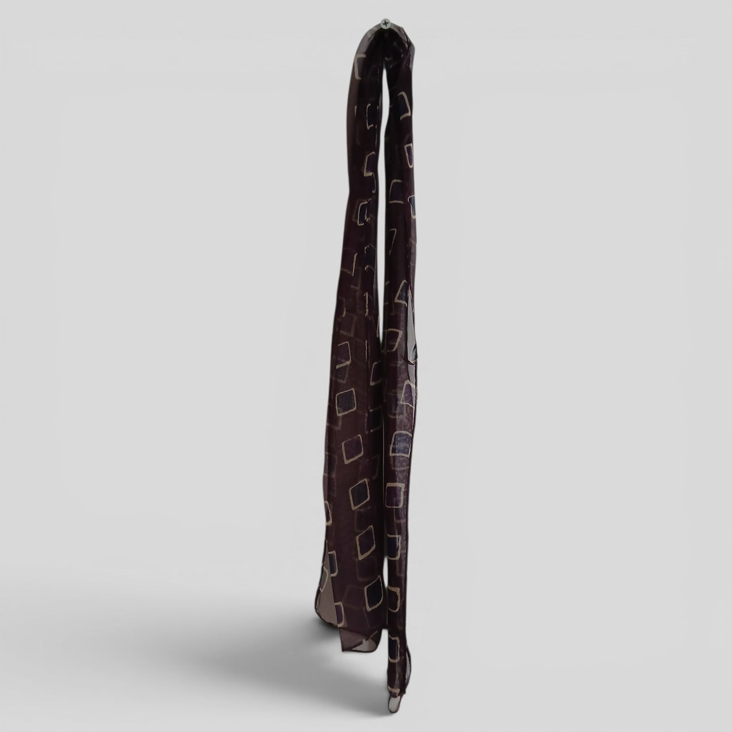 Skinny Neck Scarf | Sheer Square Print