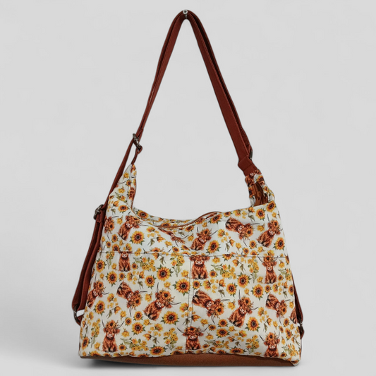 Highland Cow Mini Sunflowers | Convertable Bag | Tracy's Bag Creations