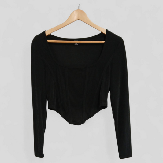(0XL) Shein Curve | L/S Black Blouse