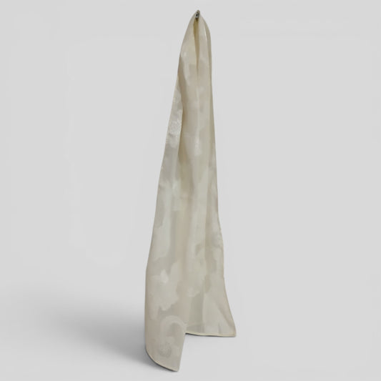 Skinny Neck Scarf | Cream Sheer Patterened